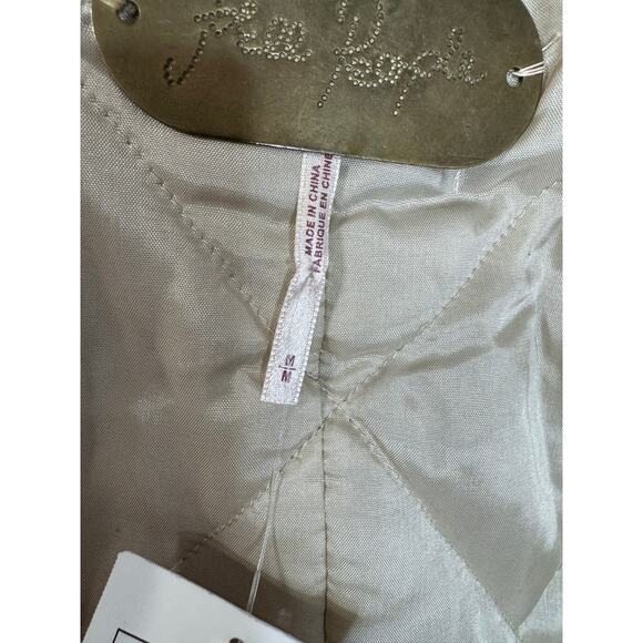 Free People Wool Blend Embroidered Crop Bomber Jacket Hooded Red Boho Women's M - Picture 14 of 16